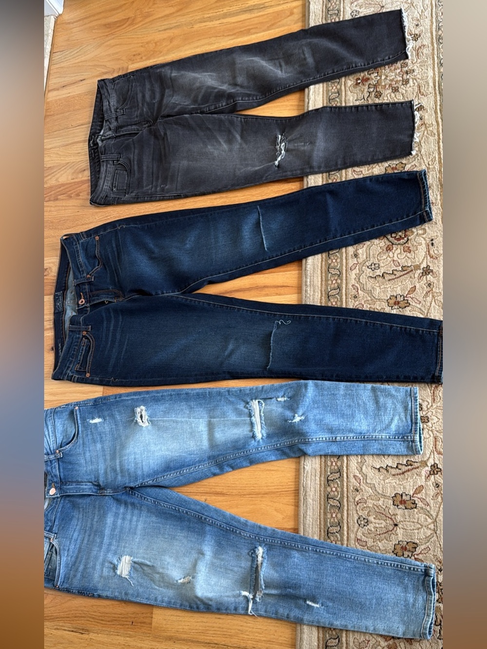 Lucky Brand & H&M Distressed Jeans Bundle size 8 or 28” Blue, Dark Blue, Gray